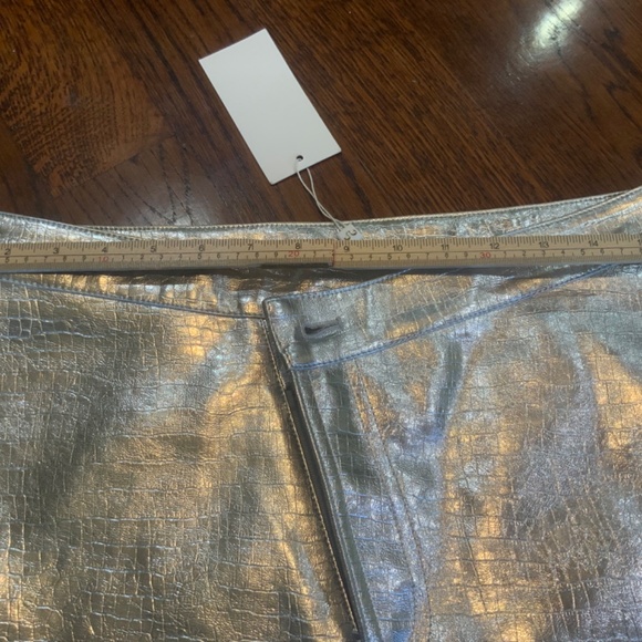NWT Ronny Kobo silver metallic assymentrical mini skirt - Picture 7 of 14
